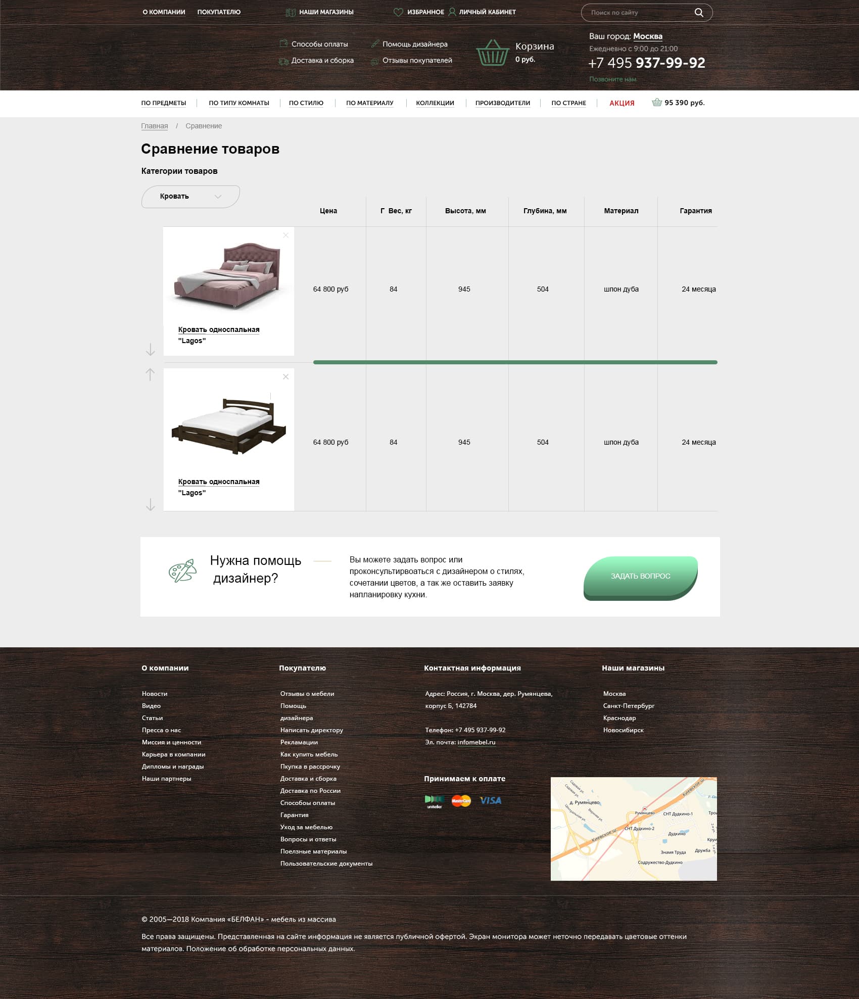 Страница сравнения товаров Страница сравнения товаров